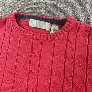 Oscar De La Renta Cable Knit Sweater XXL Red Cotton